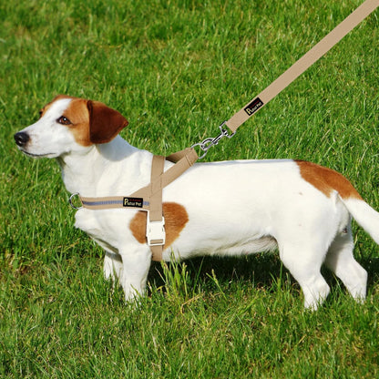 Plutus Pet Cotton Dog Harness and Leash Set, Reflective and Soft Padded, Quick Fit Vest Harness, for Small, Medium and Large Dogs, Beige, S