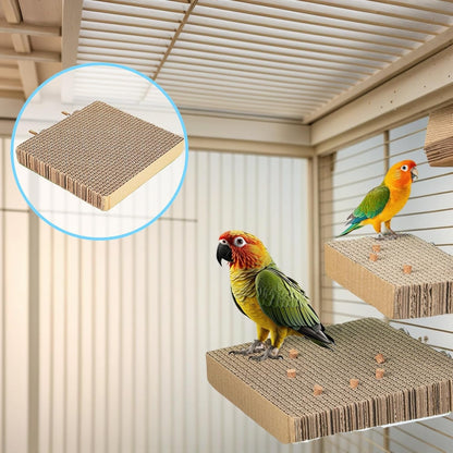 2-Pack Bird Platform Perch | Foraging & Shredding Toy for Parakeets Cockatiels Conures | Chewable Cardboard Perch Stand for Small Parrots Cage