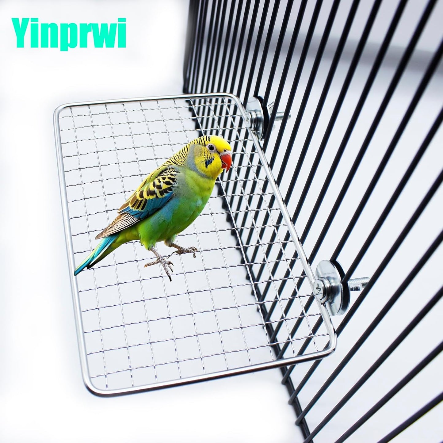 2 Pack Parrot Perch Platform,7.9x5 in Stainless Steel Shelves for Bird Cage,Flat Platform Training Stand Small Animals Cage Accessories, Lovebirds,Parakeets,Budgies, Conures, Cockatiels