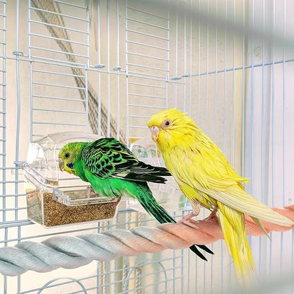 1-Pack Rope Perches for Bird Cages, 31.5 in Length Comfort Grip Flexible Rope Perch Beak & Paw Grinding for Parrots/Cockatiels/Parakeets, Bird Platform Sand [Pink Blue]