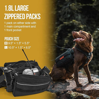 Onetigris Dyno Outdoor Dog Harness With Pockets, Front Range Pack, Backpack With Handles, Saddle Bag Hiking Vest, Tactical Service Canine EDC Pack Set