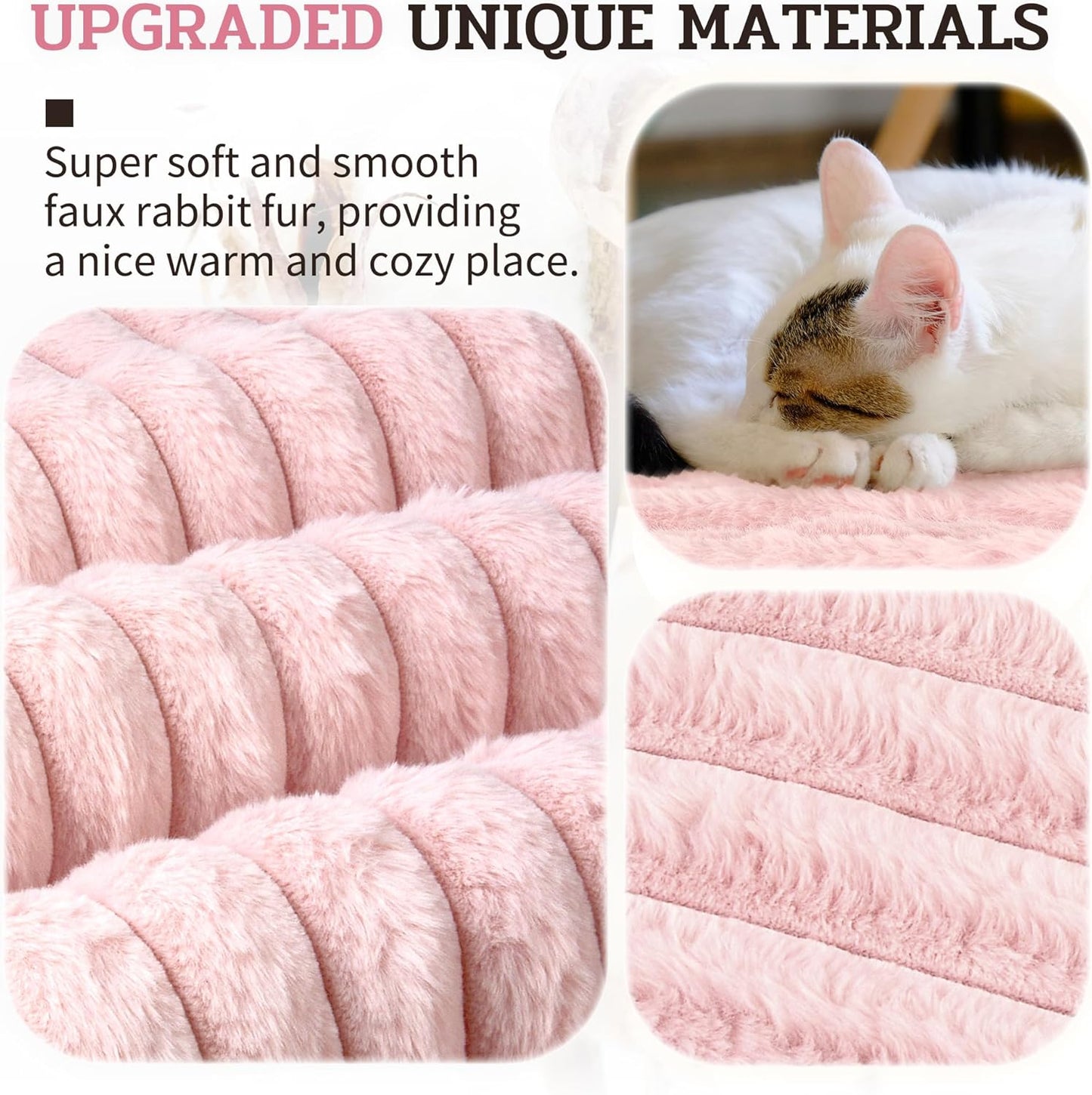 NWK Pack of 4 Fluffy Self Warming Cat Mat, Cat Blanket, Thermal Dog Mat, Washable, Non-Slip Bottom for Sofa & Crate & Kennel & Car Seat (Blush Pink, X-Large (43.5'' X 27.5'' X 0.7''))