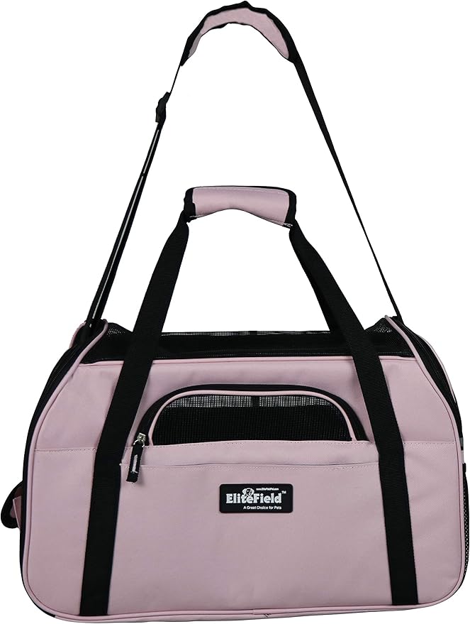 EliteField Soft Sided Pet Carrier (3 Year Warranty, Airline Approved), Multiple Sizes and Colors Available (Large: 19" L x 10" W x 13" H, Pink)
