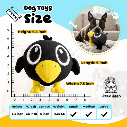Squeaky Dog Toys for Small Dogs - Black Crow Plush Dog Toy - Soft Stuffed Animal for Dog Toys Puppy with Squeaky Sound to Keep Them Busy, Safe Plush Dog Toy for Interactive Play - 6.5"