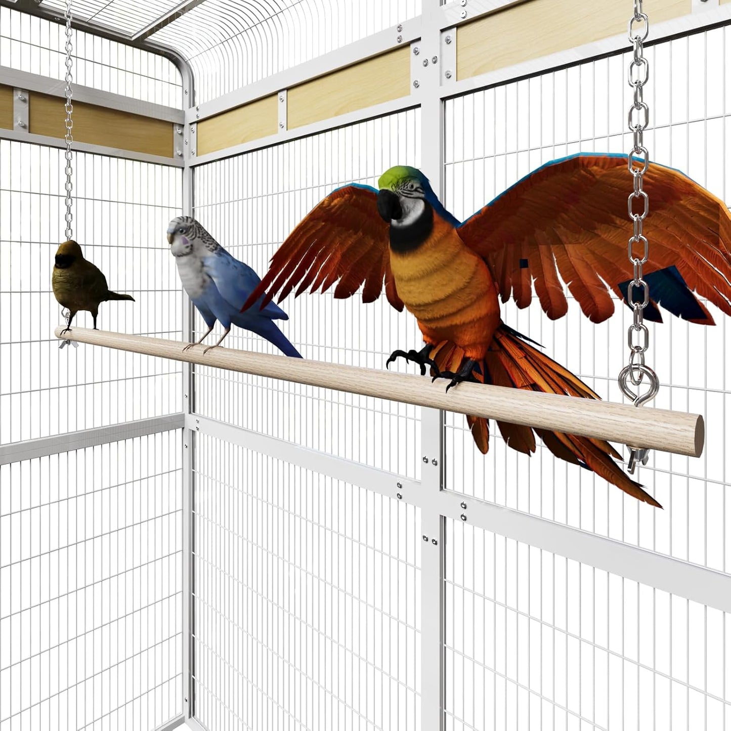 Large Bird Cage for Parakeets Outdoor Bird Aviary Parrot Cage with Perch, Birdcage for Macaws Canaries Parrots Budgie Lovebirds-White