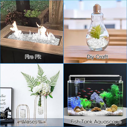 Colorful Glass Stones, 1 LB Fish Tank Gravel, Small Irregular Rainbow Aquarium Gravel for Aquarium Decorations and Turtle Tank , Sea Glass Beads Crystals for Fish Bowl, Vase Filler,Transparent