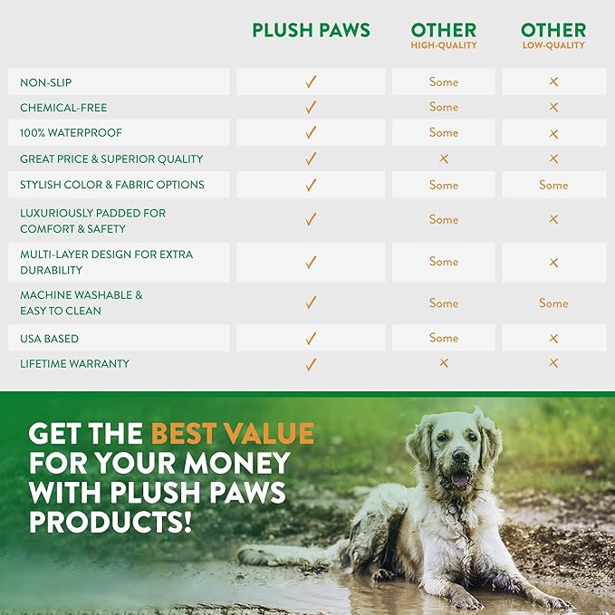 Plush Paws Products Premium Rear Car Seat Protector w/ Hammock | Washable & Waterproof Back Seat Dog Cover for Car, Truck, & SUV | Nonslip, Tear Resistant Pet Seat Cover | Small Tan