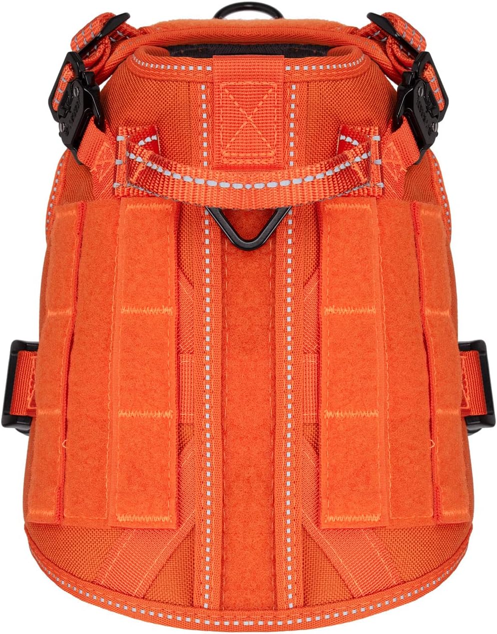 ICEFANG Tactical Dog Harness, Small Size,2X Metal Buckle,Working Dog MOLLE Vest with Handle,No Pulling Front Leash Clip,Hook and Loop Panel (Orange,S (Pack of 1))