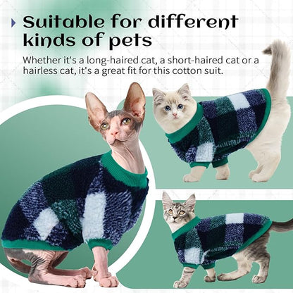 Cat Clothes -2 Legged Pullover Cat Sweater Soft Warm Pet Apparel Kitten Clothes for Kittens Only Elastic, Green L