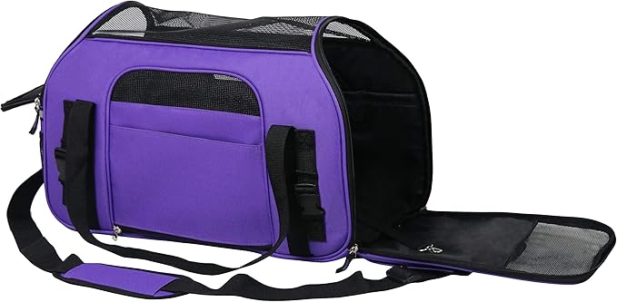 EliteField Soft Sided Pet Carrier (3 Year Warranty, Airline Approved), Multiple Sizes and Colors Available (Medium: 17" L x 9" W x 12" H, Purple)