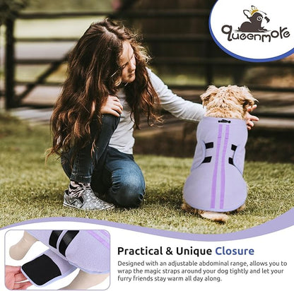 Queenmore XL Dog Sweater, Soft Fleece Vest Pullover Dog Jacket with Leash Hole, Warm Winter Dogs Clothes Cold Weather Doggy Dachshund Sweaters for Large Dogs Cats Boy or Girl (Lilac, XL)
