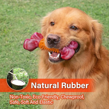 Apasiri Dog Toys for Aggressive Chewers Large Breed 2-Pack: Heavy Duty Chew Toys for Medium Dogs Indestructible Orange Dog Gift with Peanut Butter Flavor