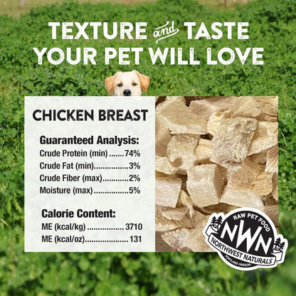 Northwest Naturals Raw Rewards Freeze-Dried Chicken Breast Treats for Dogs and Cats - Bite-Sized Pieces - Healthy, 1 Ingredient, Human Grade Pet Food, Natural, Proudly Made in USA, 10 Oz (Pack of 3)