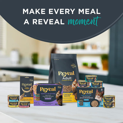 Reveal Natural Wet Canned Cat Food, Limited Ingredient, Grain Free, High Protein with No Artificial Additives, Fish Variety in Broth (20 x 2.47 oz Cans)
