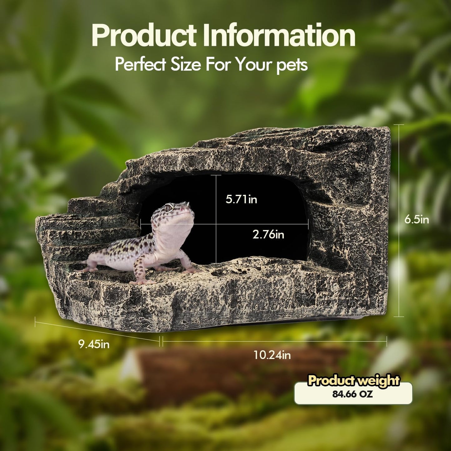 Reptile Hide, Great for Geckos, Snakes, Bearded Dragons & Lizards. with Steps for Rock Climbing, It Doubles as Aquarium Rock Cave Corner Cave for Climbing Hiding. (Stone, A-XLarge)