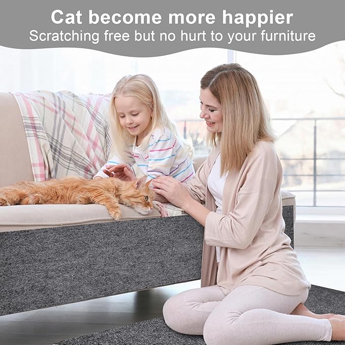 Upgrade Cat Scratch Furniture Protector, Trimmable Adhesive Couch Corner Scratcher Protector from Claws, DIY Cat Proof Sofa Cover Anti-Scratch Furniture Guards for Indoor (LightGray, 78.7 * 15.8)