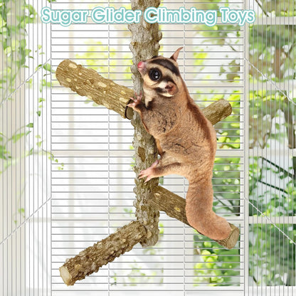 BNOSDM Sugar Glider Toy Natural Prickly Ash Wood Perch Stand Squirrel Hanging Wooden Climbing Pole Hamster Paw Grinding Perch Small Animal Cage Accessories for Chinchillas Rats Gerbil