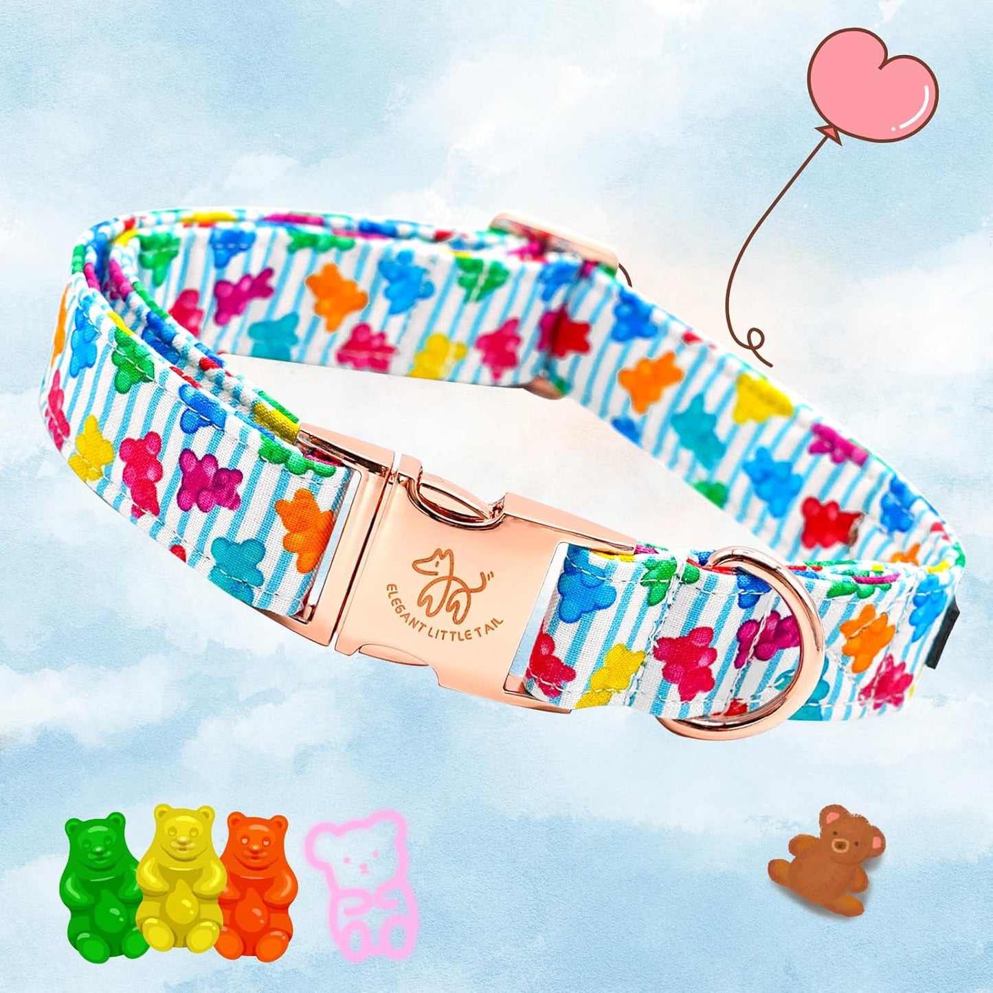 Elegant little tail Dog Collar, Dill Pickles Pattern Pet Collar Durable Cute Dog Collars Male or Female Pet Gift Adjustable Dog Collar for X-Large Dogs