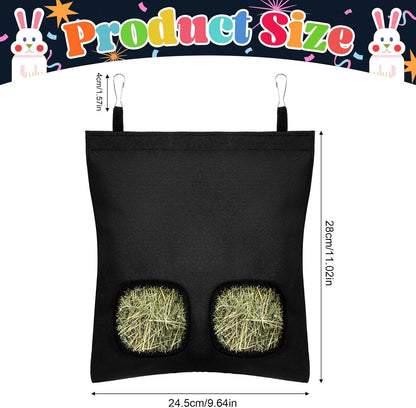 UPINS 2 Hay Bag for Rabbits 2-Hole Guinea Pig Hay Holder, Hay Feeder for Chinchillas Rabbits Hamsters Small Pets and Animals
