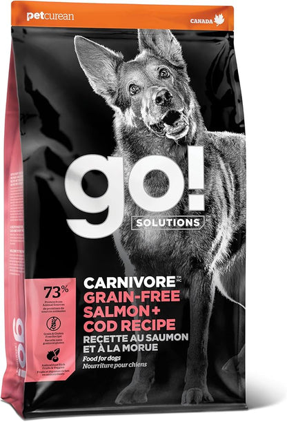Go! Solutions Carnivore, Grain-Free, Protein Rich Dry Dog Food, Salmon and Cod Recipe, 3.5 lb Bag