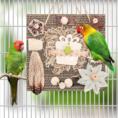 Kyouki Bird Toys, Parakeet Toys, Parrot Toy, Conure Hanging Chewable Cardboard Foraging Toys Suitable for Budgies, Cockatiels, Lovebirds, Sun Conures - and Other Small/Medium Parrots (Large)