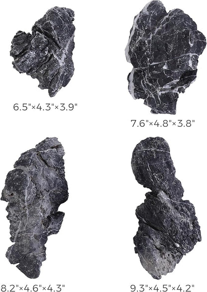 6-8 Inches Natural Seiryu Stone 4 PCS Aquarium Rocks for Aquascaping, Aquarium Landscaping, Terrariums, Fish Tank Decoration, Vivariums, Paludarium, Reptile and Amphibian Enclosures