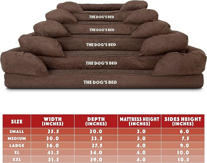 The Dog’s Bed, Large Brown Plush, Memory Foam, Pain Relief: Arthritis, Hip & Elbow Dysplasia, Post Surgery, Lameness, Supportive, Calming, Waterproof Washable Cover