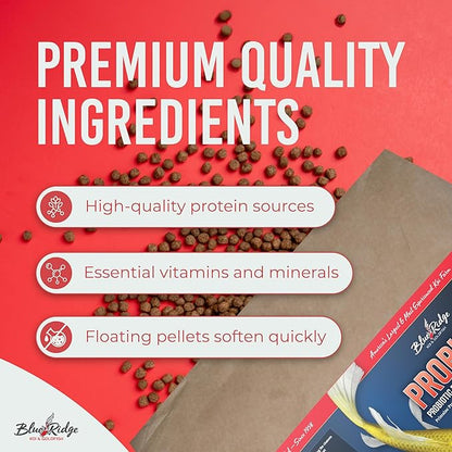 Blue Ridge Fish Food [50lb], Probiotic Plus 3/16" Floating Pellet, Koi and Goldfish