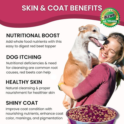 Olewo Original Red Beets for Dogs – Natural Skin & Coat Dog Food Topper, Anti Itch, Dehydrated Vegetables, Whole Food Supplements & Vitamins, Fiber for Dogs, 5.5 lbs