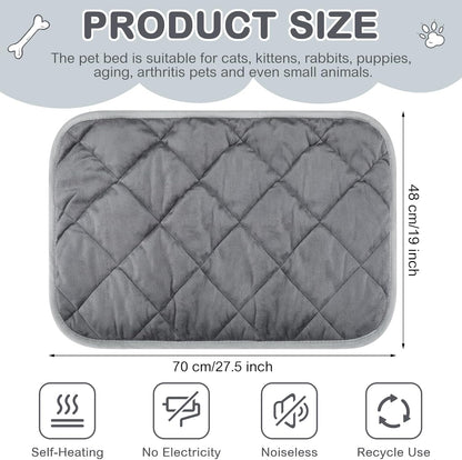 4 Pack Self Heating Cat Pad Self Warming Dog Mat Reflects Body Heat Extra Warm Thermal Pet Pad Washable Dog Cat Bed Crate Bed Mat Blanket(Gray,19 x 27.5 Inch)