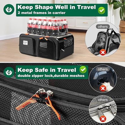 17x13x8 Frontier Allegiant Airlines Approved top Expandable pet Carrier for Extra-Small Dog/Small cat,Weight up to 5 lbs,Length Shorter Than 16''