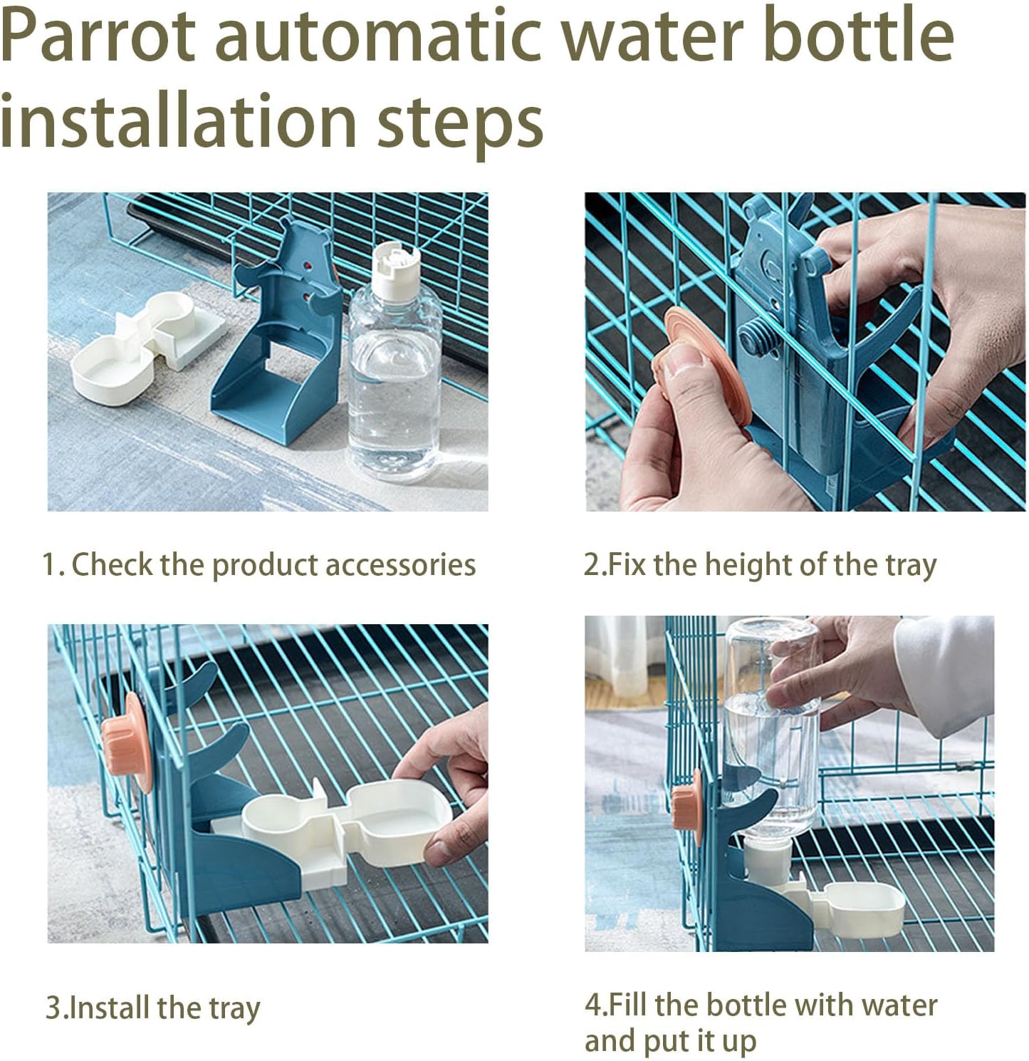 No Mess Bird Feeder Water Dispenser Set, Automatic Parrot Feeder for Cage Transparent Acrylic Food Container Drinker Cage Accessories Parakeet Cockatiel Lovebird Finch