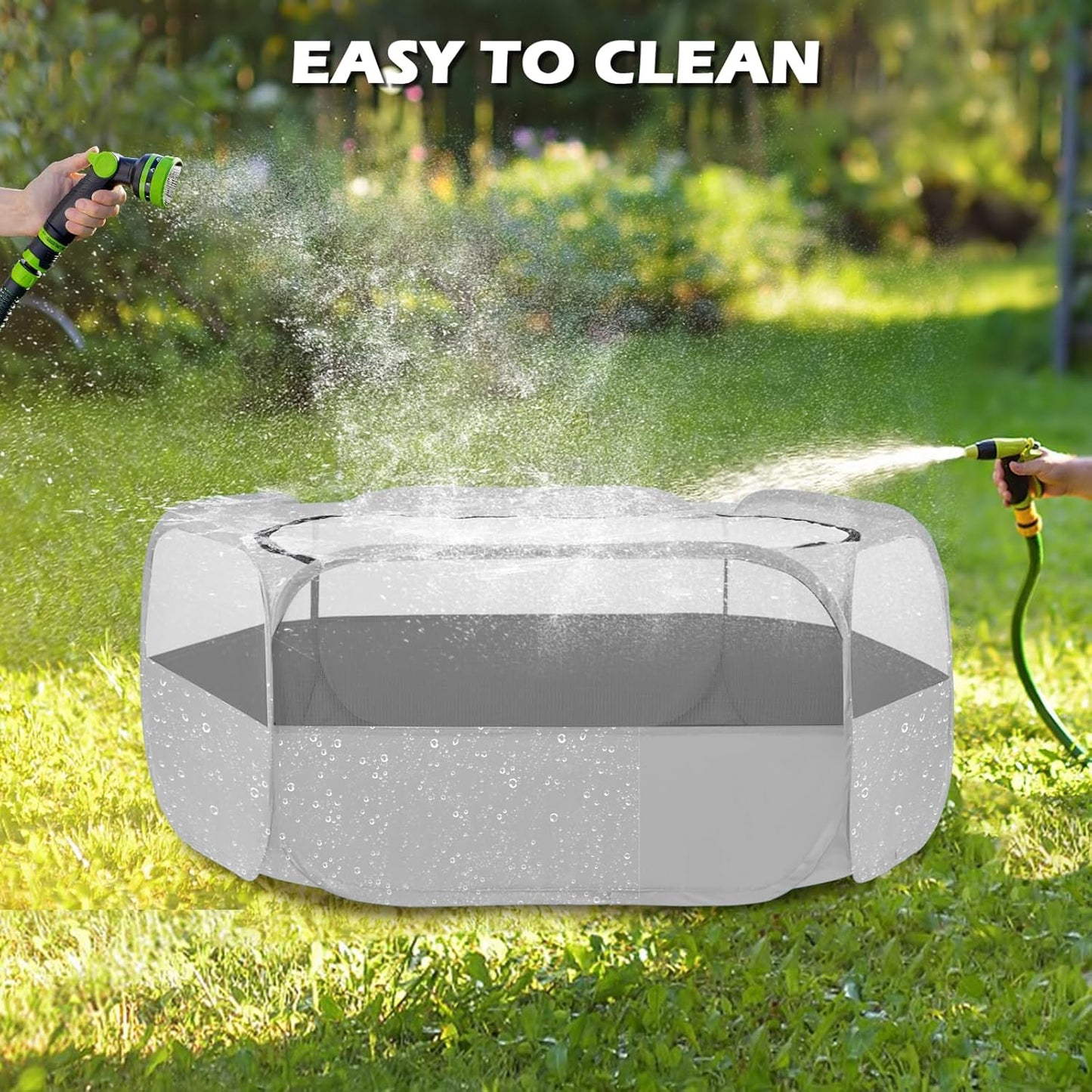 UWE Small Animal Playpen, Chicken Brooder Box with Cover Top, Portable Outdoor Exercise Pet Cage Tent, Waterproof Breathable Pet playpen Indoor for Chick Ktiien Bunny Hamster Guinea Pig, Grey