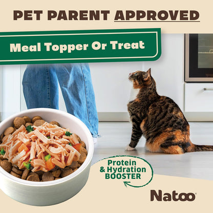 NATOO Cat Food Topper for Picky Eaters, Healthy Soft KittyTreat (Chicken, Sweet Potato & Broccoli) Wet Cat Meal with Gravy, High Protein, Limited Ingredient Adult & Kitten Food, 2.4 oz (Case of 20)