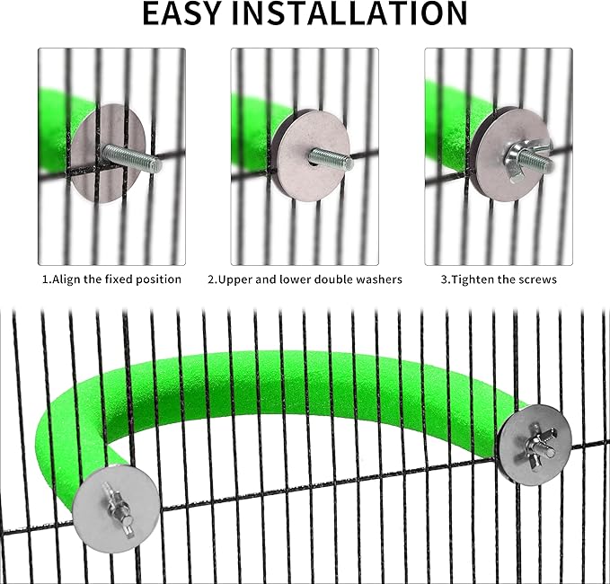 U Shape Parrot Perch Stand Toy Bird Platform Sand Paw Grinding Clean Stick Exercise Conure Budgie Cockatiel Cage Accessories (Green)