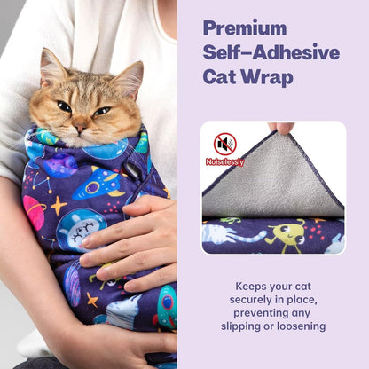 Paw Legend 21.7" Cat Wrap for Grooming Cat Wrap for Cutting Nails Cat Restraint for Nail Clipping Self Adhesive Blanket Restraint Cloth for Cats