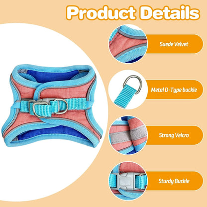 PINVNBY 2 Pack Bunny Hsrness and Leash Set Adjustable Rabbit Harness with Reflective Strips Double Buckle Pet Vest Eescape Proof for Small Rabbit Kitten Puppy Walks Accessories (Blue Pink, M)