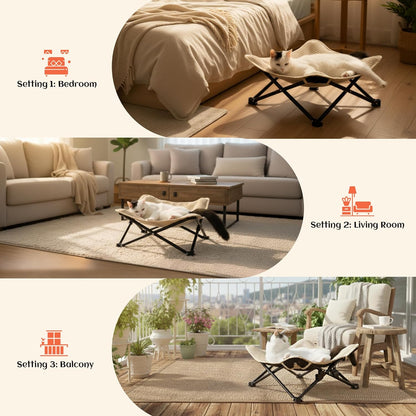 PETKARAY Foldable Sisal Cat Scratcher Bed, Sisal Scratching Pad with Raised Metal Frame, Elevated Cat Hammock Chair for Indoor Cats