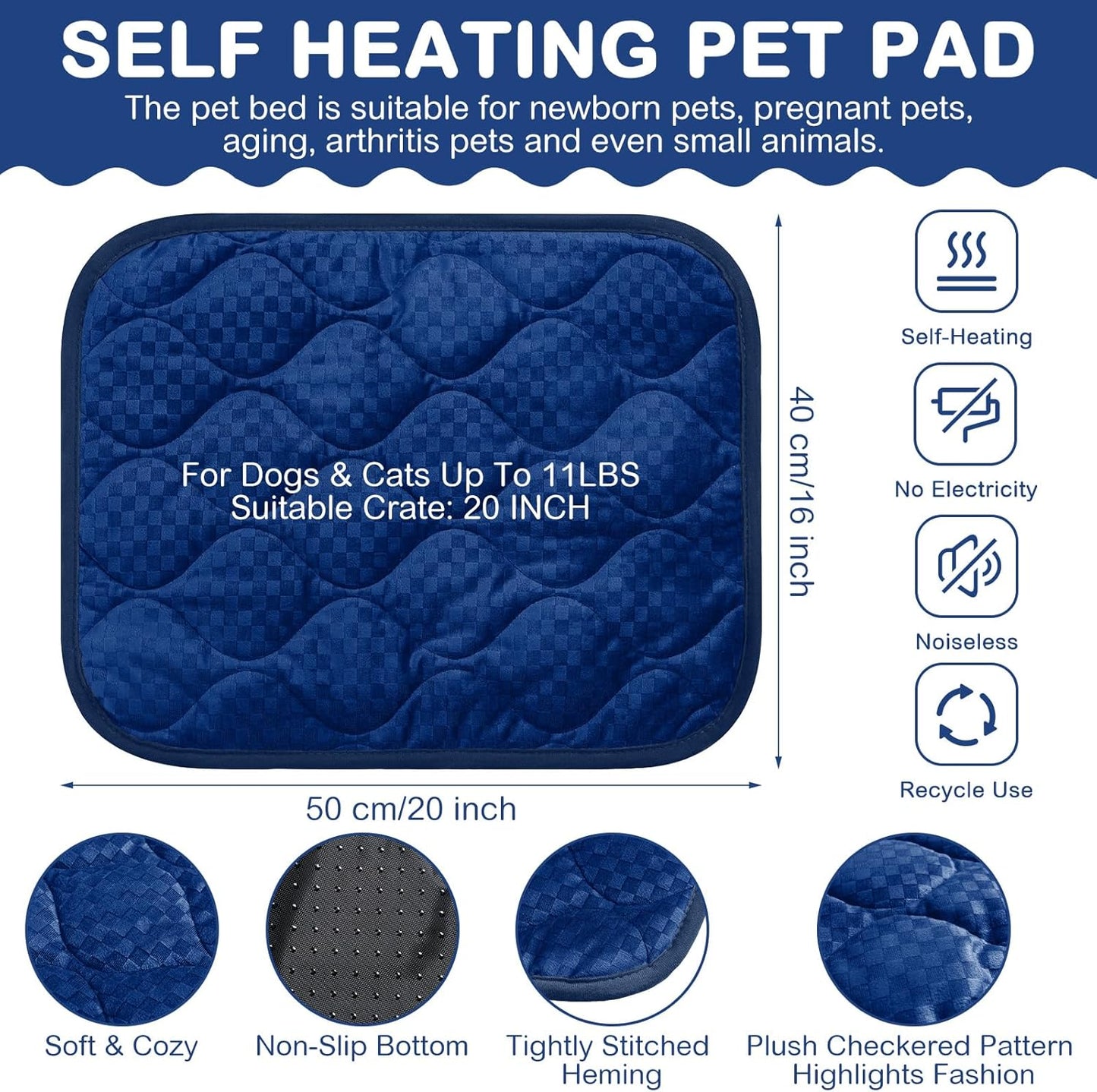 4 Pack Self Warming Cat Mat Self Heating Cat Pad Warm Thermal Pet Bed Washable Dog Crate Pad Body Heat Dog Bed Mat Blanket Non Slip Bottom for Outdoor Indoor Pets
