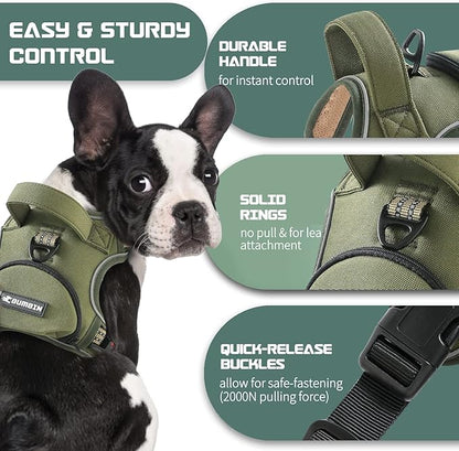 No Pull Dog Harness for Small Dogs, Adjustable No Choke Pet Vest with Dog Leash Fit Smart Reflective Pet Walking Harness for Training Easy Control Soft Handle Green S
