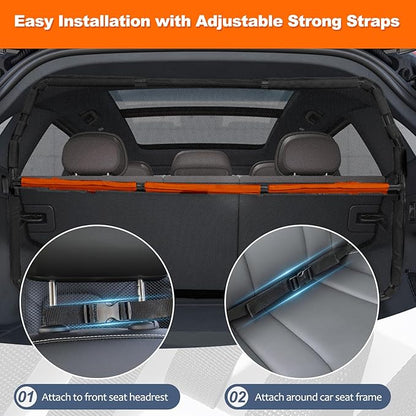 Dog Barrier for Cargo Area, 46" Wide See Through Vehicle Car Hatchback Dog Car Net Barrier, Dog Car Net Mesh for 3rd Row Seat,Back Seat Car Divider Barrier Restraint Fence Trunk Shield for Car