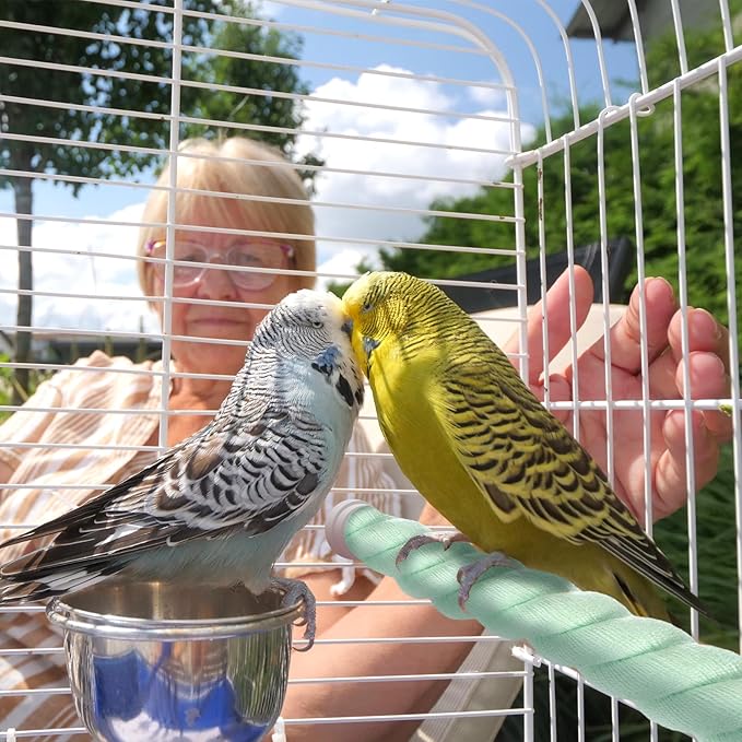 1-Pack Rope Perches for Bird Cages, 31.5 in Length Comfort Grip Flexible Rope Perch Beak & Paw Grinding for Parrots/Cockatiels/Parakeets, Bird Platform Sand [Cyan]