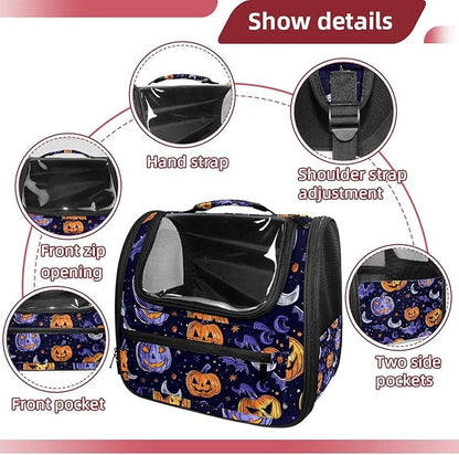 Pumpkin Helloween6 Cat Carrier Backpack,900D Wear-Resistant Oxford Fabric, Dog Carrier Cat Backpacks Suitable for Travel