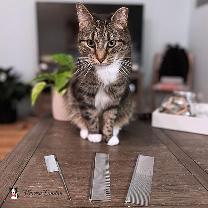 Warren London Precision Tail Comb made with Copper | 7 inches | Rounded Tips Prevent Irritation | Finishing and Fluffing Comb for Grooming Paws Face and Tail | Tear Stain Removal