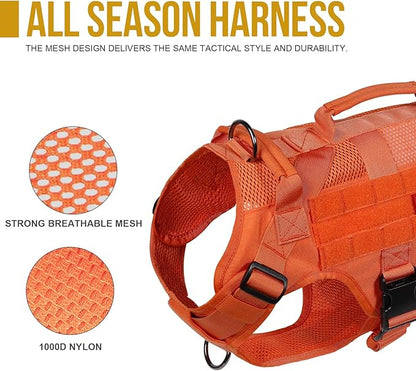 OneTigris Tactical Dog Harness for Small Dog, Mesh Design Service Dog Vest Breathable Military Dog Molle Vests with Handles, Harness for Walking Hiking Training