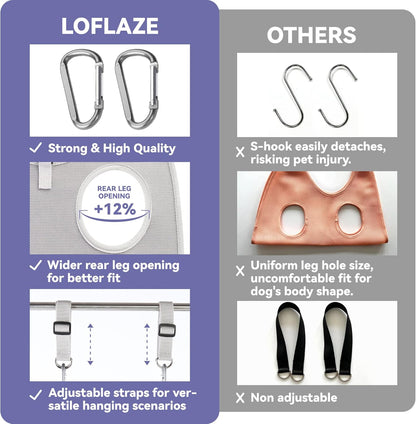 Dog Grooming Hammock Harness for Dogs & Cats with Pet Nail Clipper Trimmer - Cat Hanger Sling for Trimming Clipping Nails- Dog Hammock Restraint Bag for Small Medium Large pet （ Purple XS）