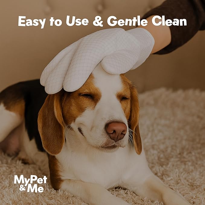 My Pet & Me - No-Rinse Cleaning Gloves for Dogs & Cats - 6 Count | Deodorizing & Moisturizing Pet Glove Wipes | Dog Washing Gloves for Easy Grooming | Paw Cleaner & Bath Gloves for Pets