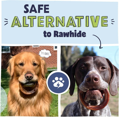 Pawstruck All-Natural 4" Bully Stick Rings for Dogs - Rawhide-Free, 100% Beef, Single Ingredient Dental Chew Bones - Fully Digestible, Low Odor - Bulk 25 Pack - Packaging May Vary