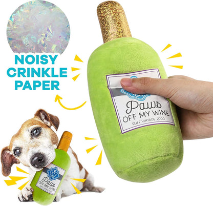 Prime Pets Plush Dog Toy, Crinkle Dog Toys, Wine Bottle Pet Toy for Small Medium Large Dogs
