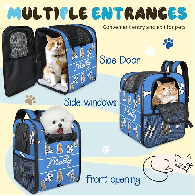 Cat Backpack Carrier-Customizable, Breathable Pet Carrier Backpack for Outdoor Travel/Vet Visits/Daily Use, Adjustable & Secure Design for Small Dogs and Cats Style9
